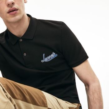 Lacoste Signature Cotton Polo Pánské - Polo Černé | CZ-xsOC3Q